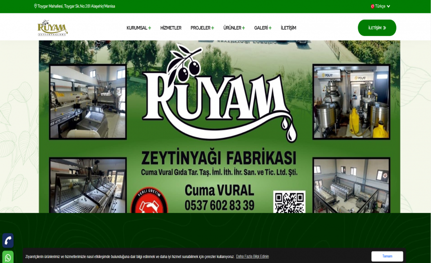 RÜYAM ZEYTİNYAĞLARI  İNTERNET SAYFASI TESLİM EDİLDİ